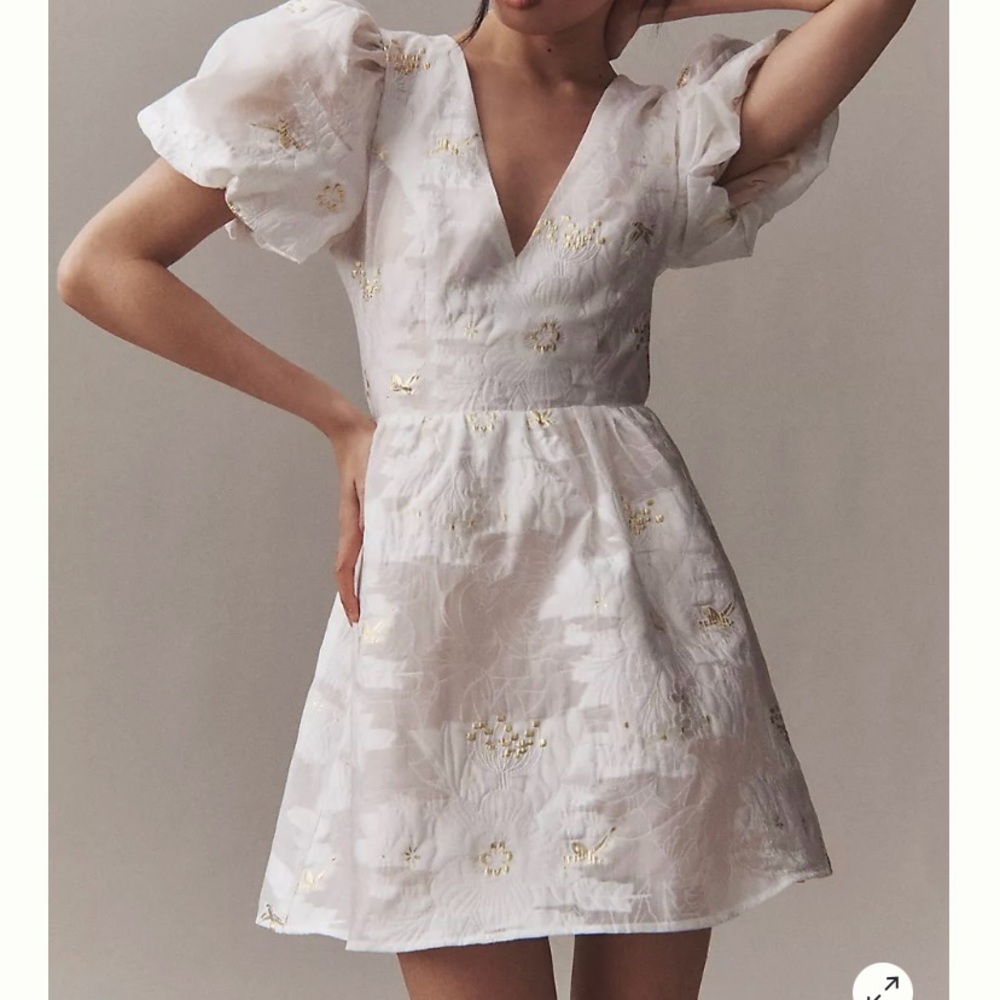 Anthropologie Elliatt Octavia Puff Sleeve Bridal A-Line Mini Dress Small